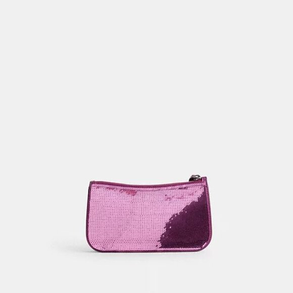 COACH $295 CM547 Penn Shoulder Bag with Sequins Dark Magenta NWT! - Picture 4 of 9